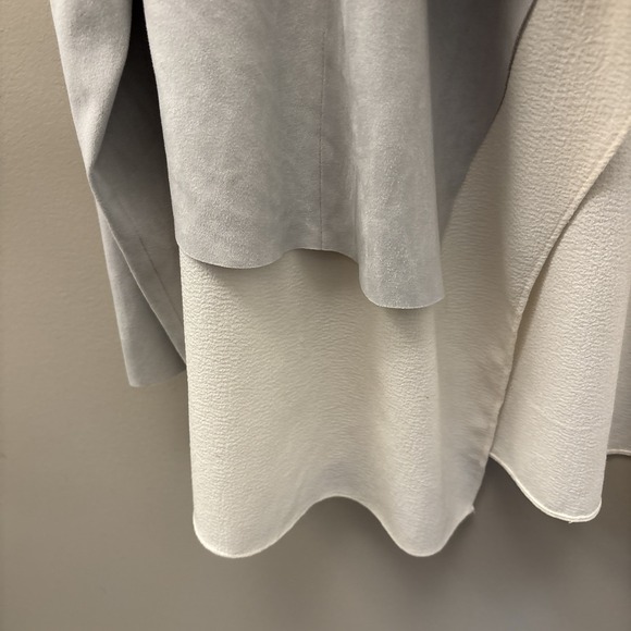 Chico's Faux Suede Open Front Light Gray Jacket Size 8/10 Medium Chico's Size 1 - Picture 9 of 15